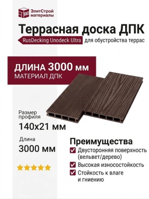 Террасная доска ДПК RusDecking Unodeck Ultra - Венге