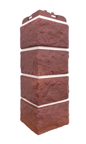 Угол наружный Grand Line, Дизайн Плюс "Колотый Камень", Корица (белый шов)