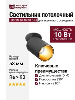 Светильник потолочный SPY IN 10.40 BG DIM