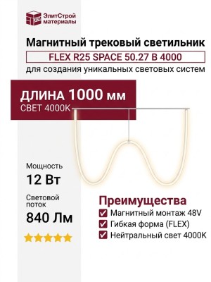Магнитный трековый светильник FLEX R25 SPACE 50.27 B 4000
