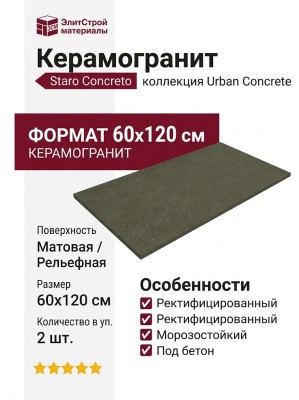 Staro Concreto Urban Concrete Green Mist Relief Matt 60x120 УТ-00001117