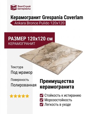 Grespania Coverlam Ankara Bronce Pulido 120x120 80KR23P