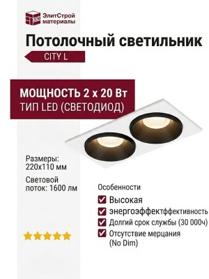 Светильник потолочный CITY L 22.40 B 2FW NO DIM