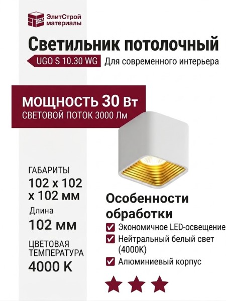 Светильник потолочный UGO S 10.30 WG