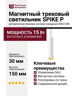 Магнитный трековый светильник SPIKE P 15.30 WG DALI