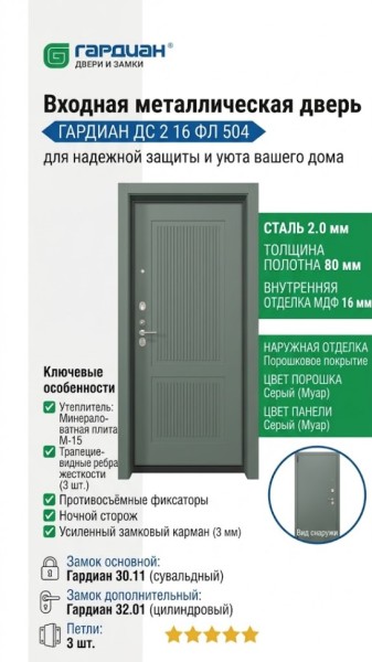 Входная металлическая дверь ДС 2  16 ФЛ 504