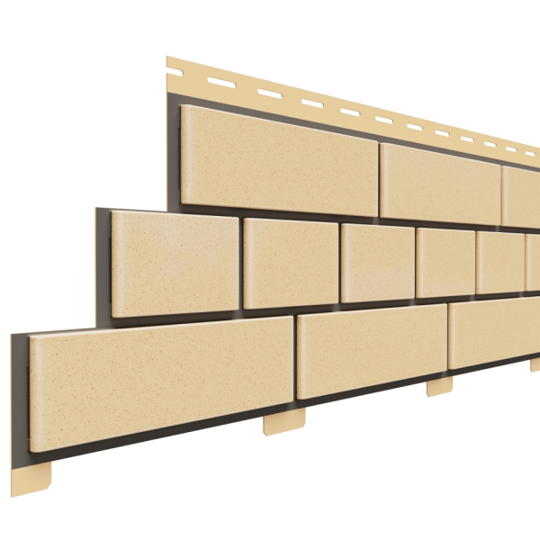 Фасадная панель Доломит, Прокрашенный кирпич, Светло-желтый оттенок.
