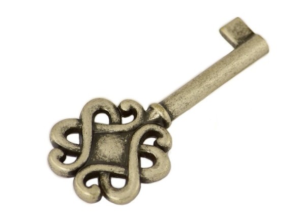 Ключ 33108.034BN.25, материал Замак, отделка Серебро, 67*29 мм