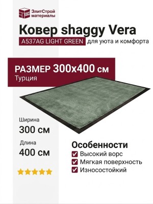 Ковер shaggy Vera A537AG LIGHT GREEN 300x400